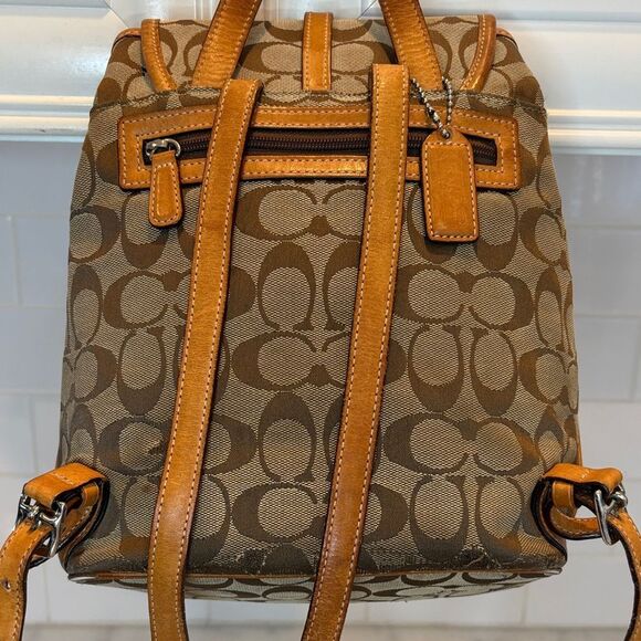Coach Backpack Purse Handbag Vintage Y2K Jacquard Signature Logo Drawstring HTF - Picture 8 of 16